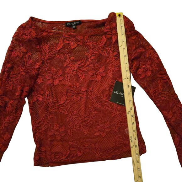 NWT Dylan Ryan M Floral Lace Top LINED Red Sexy Siren Whimsigoth Fairy Grunge - Picture 8 of 10